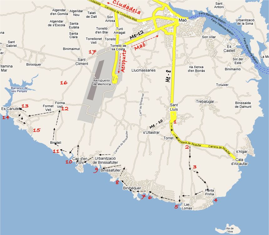 Binisafuller oder Binissafuller ist eine kurze Bucht, die fast wie ein offener Strand wirkt. Sie liegt direkt neben der Straße, neben einem Gewerbegebiet und den Ferienhäusern der Siedlung.